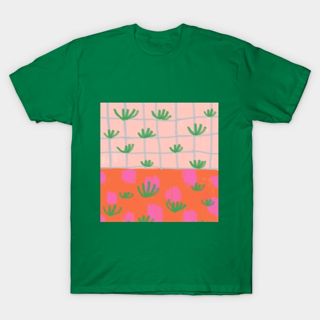 Tropical Plants Grid T-Shirt by mariacaballer